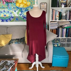 FOREVER 21 Dress M Maroon Hi Lo Hem Stretch VGUC